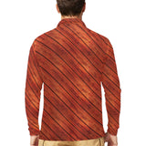 Wood Printed Pattern Print Design 03 Men's Long Sleeve Polo Shirt