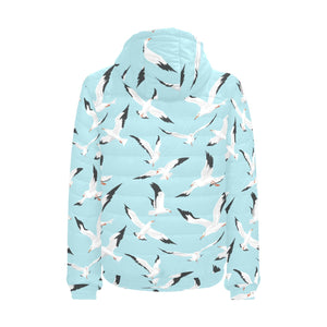 Seagull Pattern Print Design 01 Men's Padded Hooded Jacket