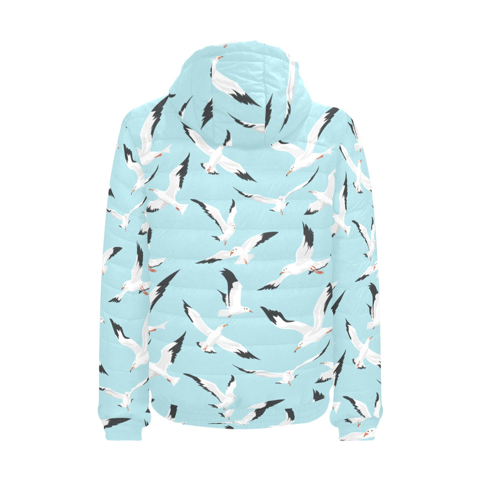 Seagull Pattern Print Design 01 Men's Padded Hooded Jacket
