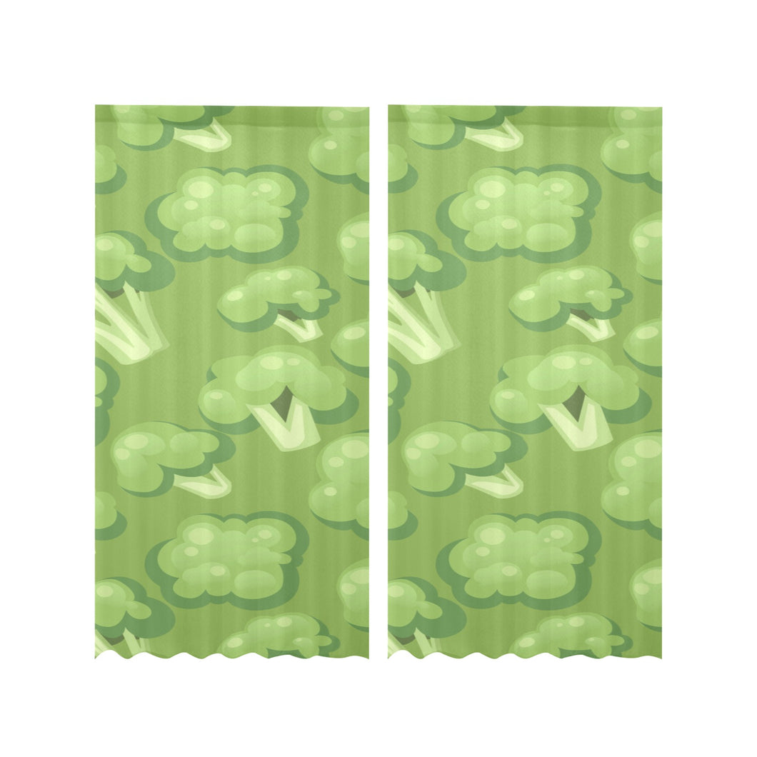 Broccoli pattern green background Gauze Curtain