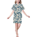 Sea turtle Polynesian Tribal design pattern Kids' Boys' Girls' V-Neck Short Pajama Set