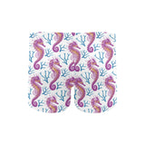 Purple seahorse blue coral pattern Men's Swimming Trunks