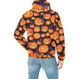 Halloween Pumpkin pattern Men's Padded Hooded Jacket