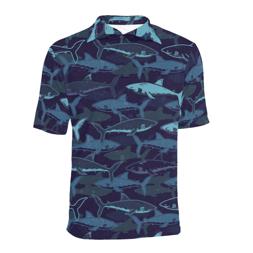 Shark pattern Men's All Over Print Polo Shirt