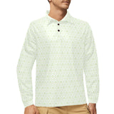 Cucumber pattern background Men's Long Sleeve Polo Shirt