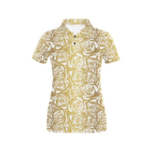 Rose Pattern Print Design 05 Women's All Over Print Polo Shirt