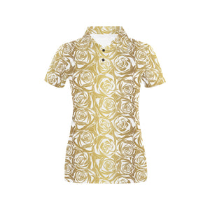 Rose Pattern Print Design 05 Women's All Over Print Polo Shirt