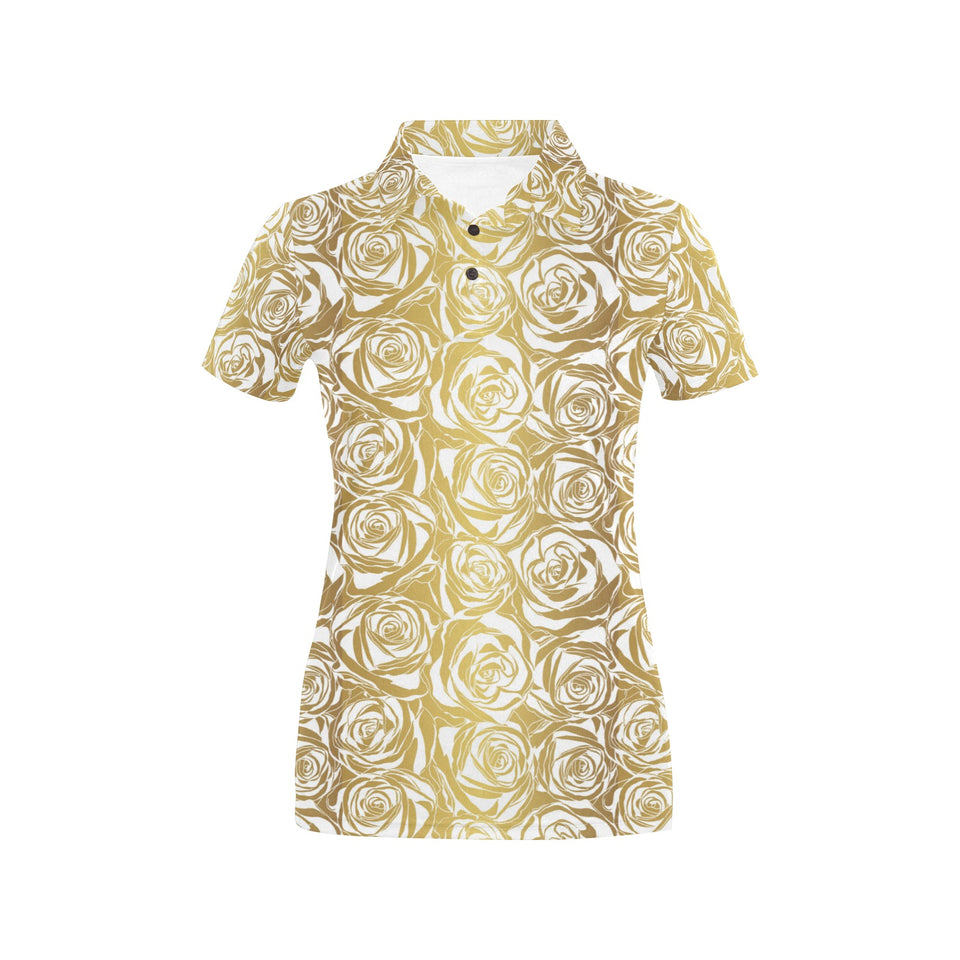 Rose Pattern Print Design 05 Women's All Over Print Polo Shirt