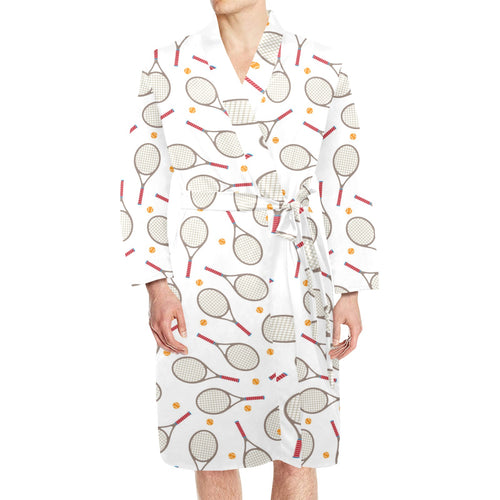 Tennis Pattern Print Design 04 Men's Long Sleeve Belted Night Robe