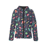 colorful space pattern planet star Women's Padded Hooded Jacket