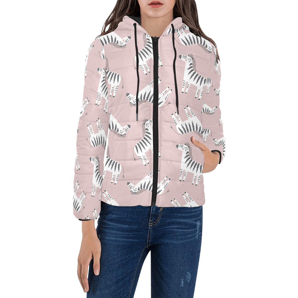 Cute zebra pattern Women's Padded Hooded Jacket