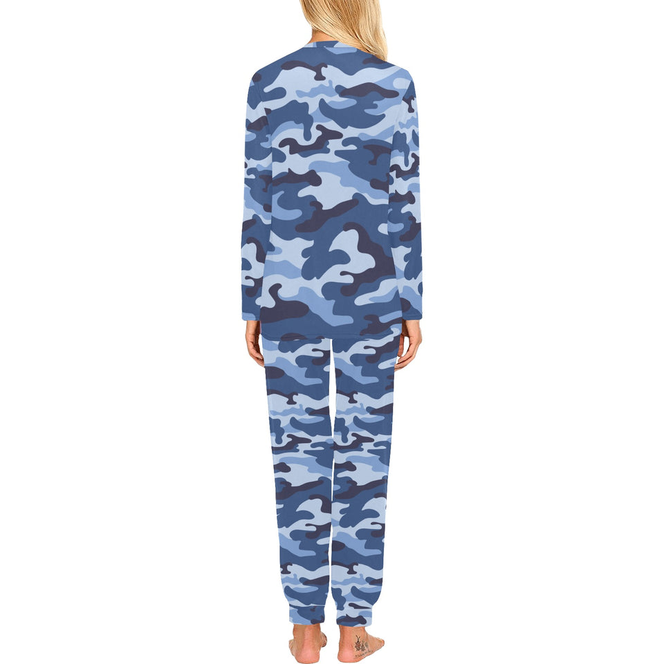 Blue camouflage pattern Women's All Over Print Pajama Set