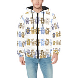 Teddy Bear Pattern Print Design 02 Men's Padded Hooded Jacket