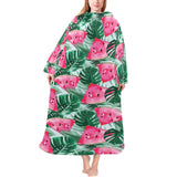 Watermelons tropical palm leaves pattern Blanket Robe with Sleeves