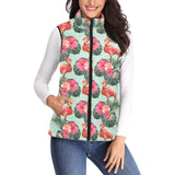 Beautiful flamingo tropical palm leaves hibiscus p Women's Padded Vest