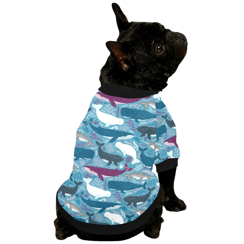Whale design pattern All Over Print Pet Dog Round Neck Fuzzy Shirt