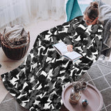 Crow illustration pattern Blanket Robe with Sleeves