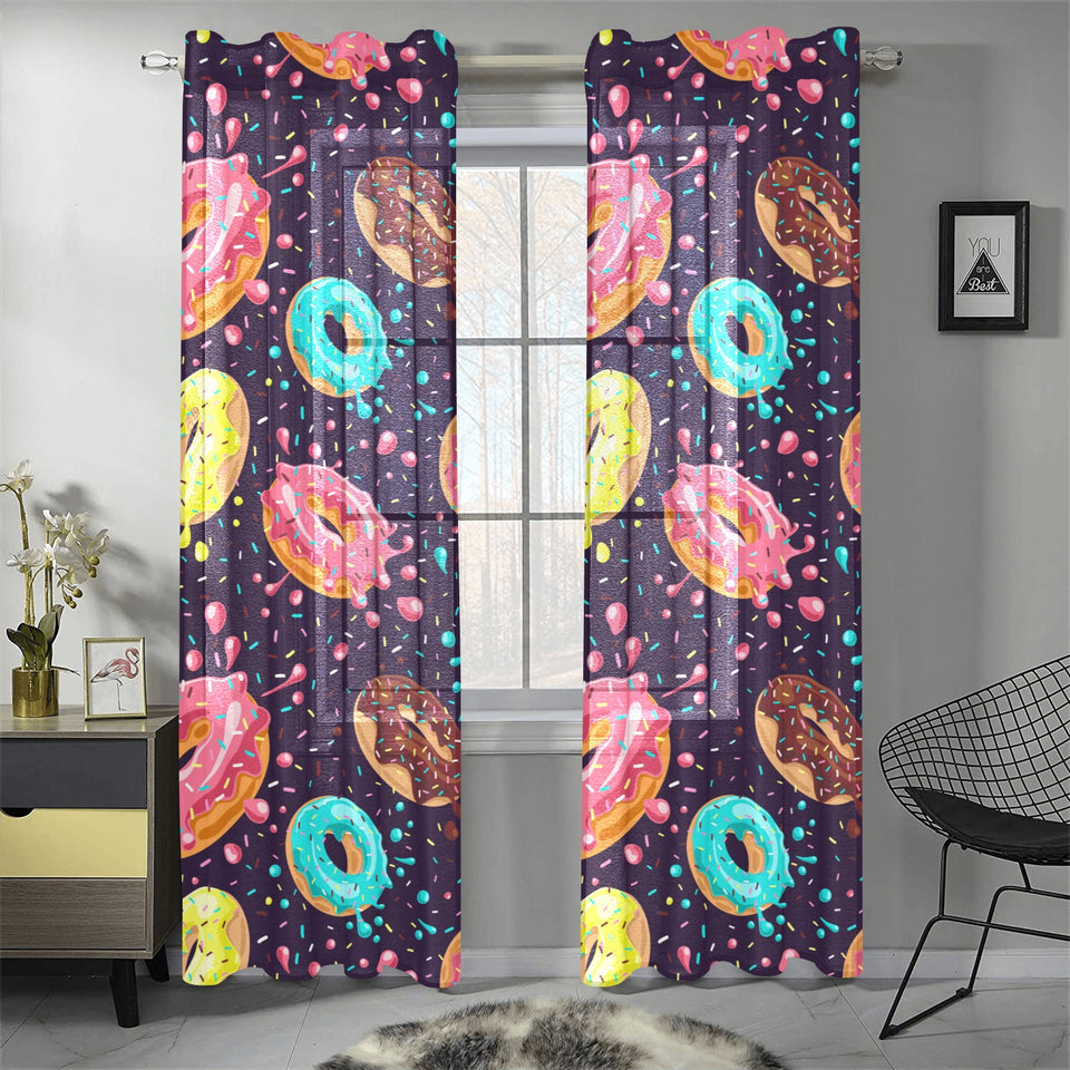 Colorful donut glaze pattern Gauze Curtain