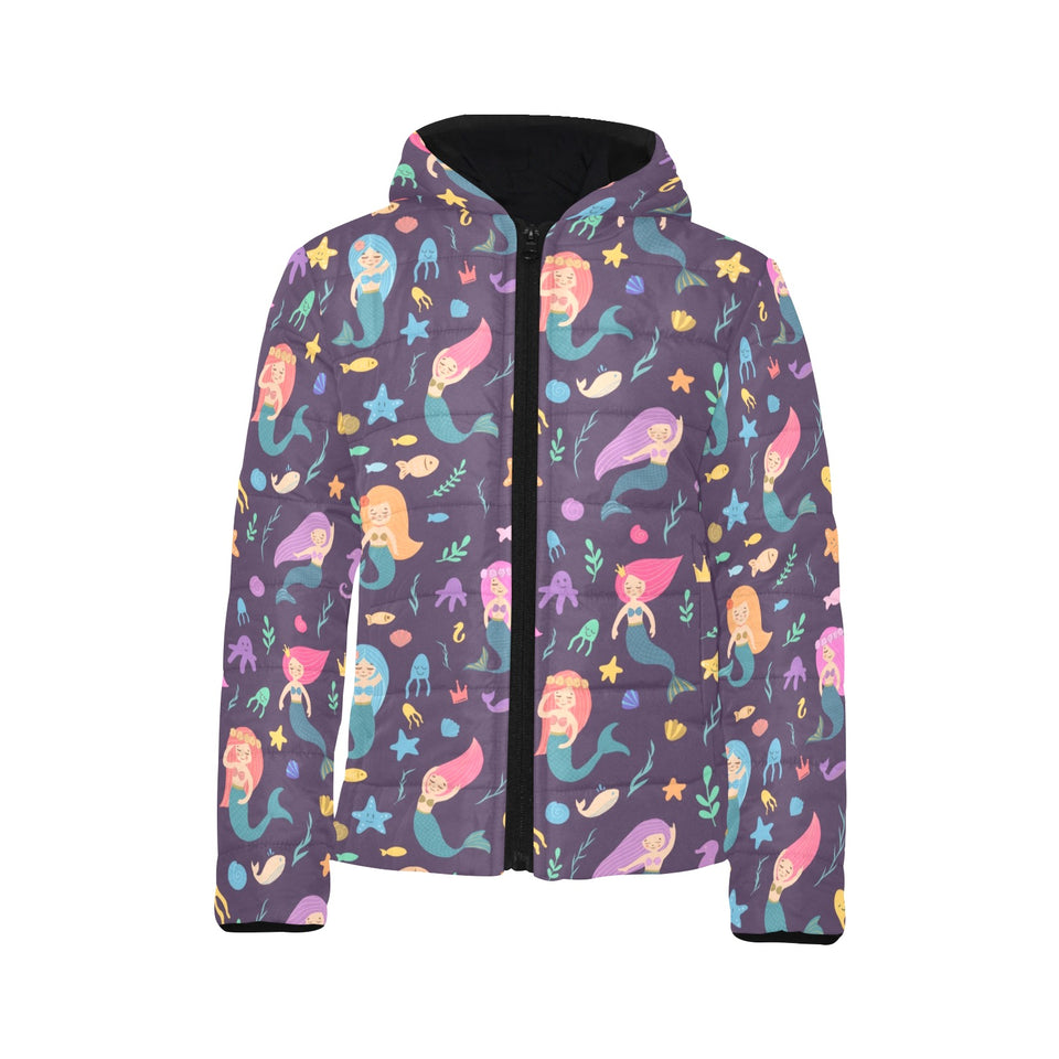 beautiful mermaid Fish jellyfish algae other marin Kids' Boys' Girls' Padded Hooded Jacket