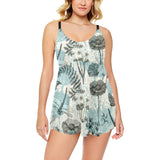 Dragonfly Butterfly Plants insect flower vintage s Chest Sexy Pleated Two Piece Swim Dress