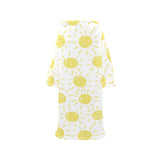 hand drawn sun pattern Blanket Robe with Sleeves