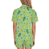Avocado pattern green background Women's V-Neck Short Pajama Set