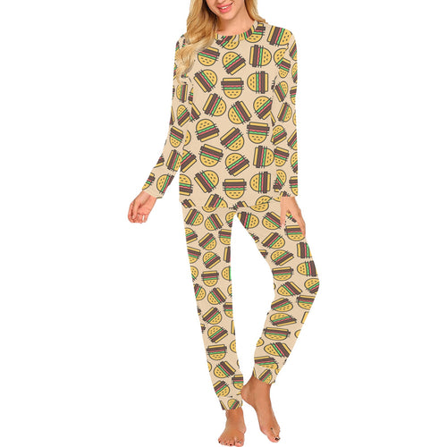 Hamburger Pattern Print Design 01 Women's All Over Print Pajama Set