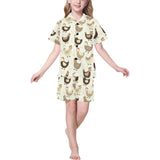 Cute rooster chicken cock Kids' Boys' Girls' V-Neck Short Pajama Set