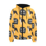 Boston terrier design pattern Men's Padded Hooded Jacket