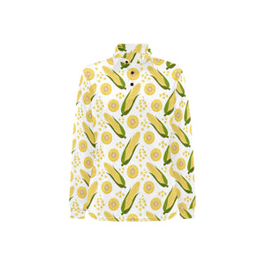 Corn Pattern Print Design 05 Women's Long Sleeve Polo Shirt