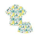 Cute parrot toucan flamingo cactus exotic leaves p Kids' Boys' Girls' V-Neck Short Pajama Set