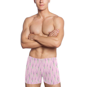 Lavender pattern pink background Men's Swimming Trunks