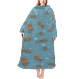 Sea otters pattern Blanket Robe with Sleeves