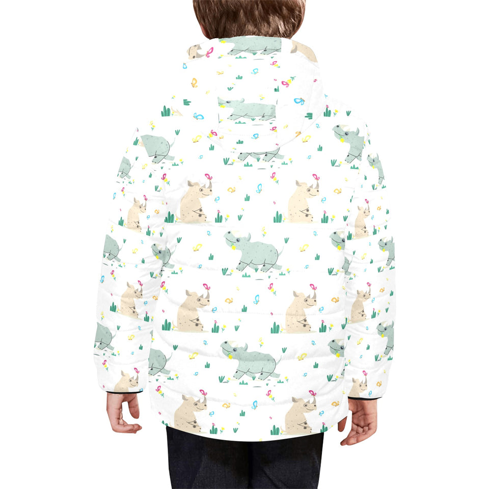 Cute Rhino pattern Kids' Boys' Girls' Padded Hooded Jacket