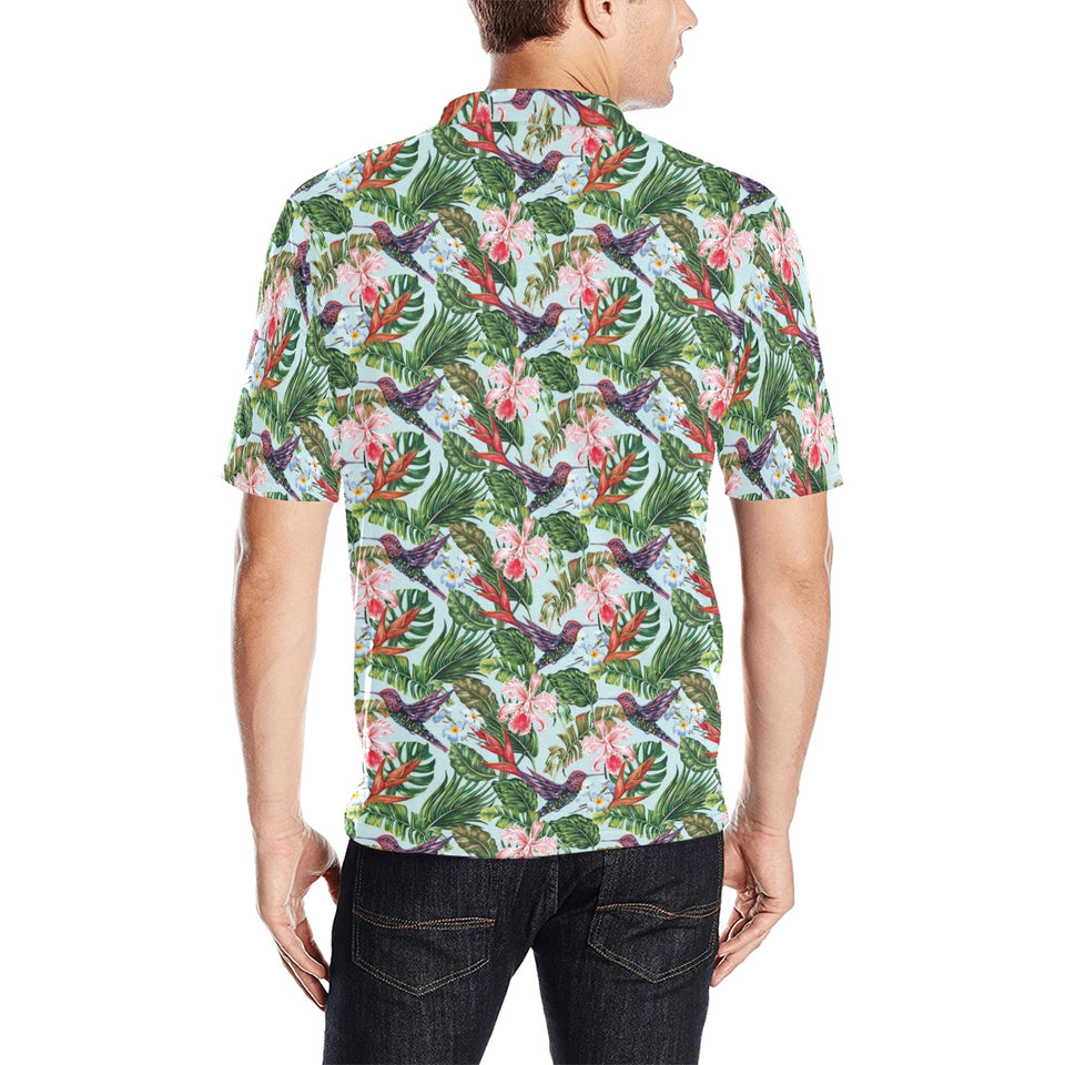 Hummingbird Pattern Print Design 05 Men's All Over Print Polo Shirt