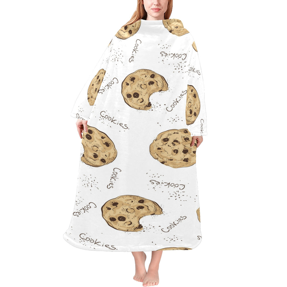 Sketch style cookie pattern Blanket Robe with Sleeves