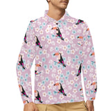 Beautiful toucan flower leaves Men's Long Sleeve Polo Shirt