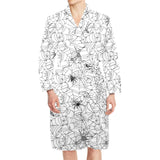Spider web cobweb pattern Men's Long Sleeve Belted Night Robe