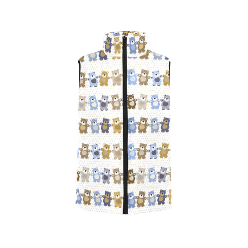 Teddy Bear Pattern Print Design 02 Women's Padded Vest