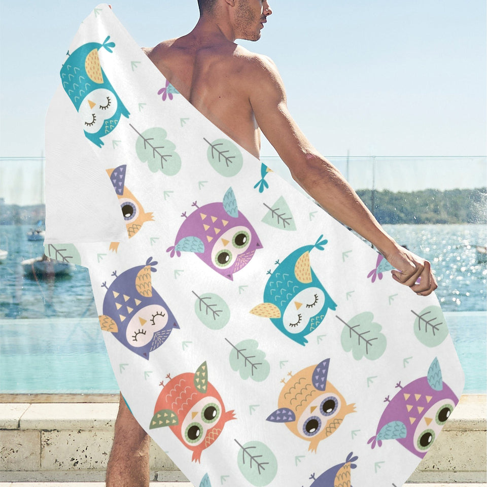 Cute owl pattern Beach Towel