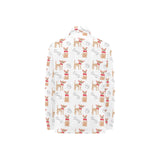 Chihuahua bone paw pattern Women's Long Sleeve Polo Shirt