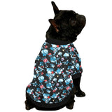 Skull flower roses leave pattern All Over Print Pet Dog Round Neck Fuzzy Shirt