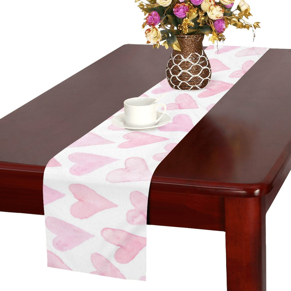 Watercolor pink heart pattern Table Runner