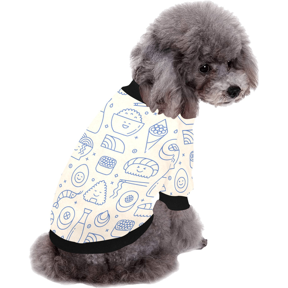 Cute sushi icon pattern All Over Print Pet Dog Round Neck Fuzzy Shirt