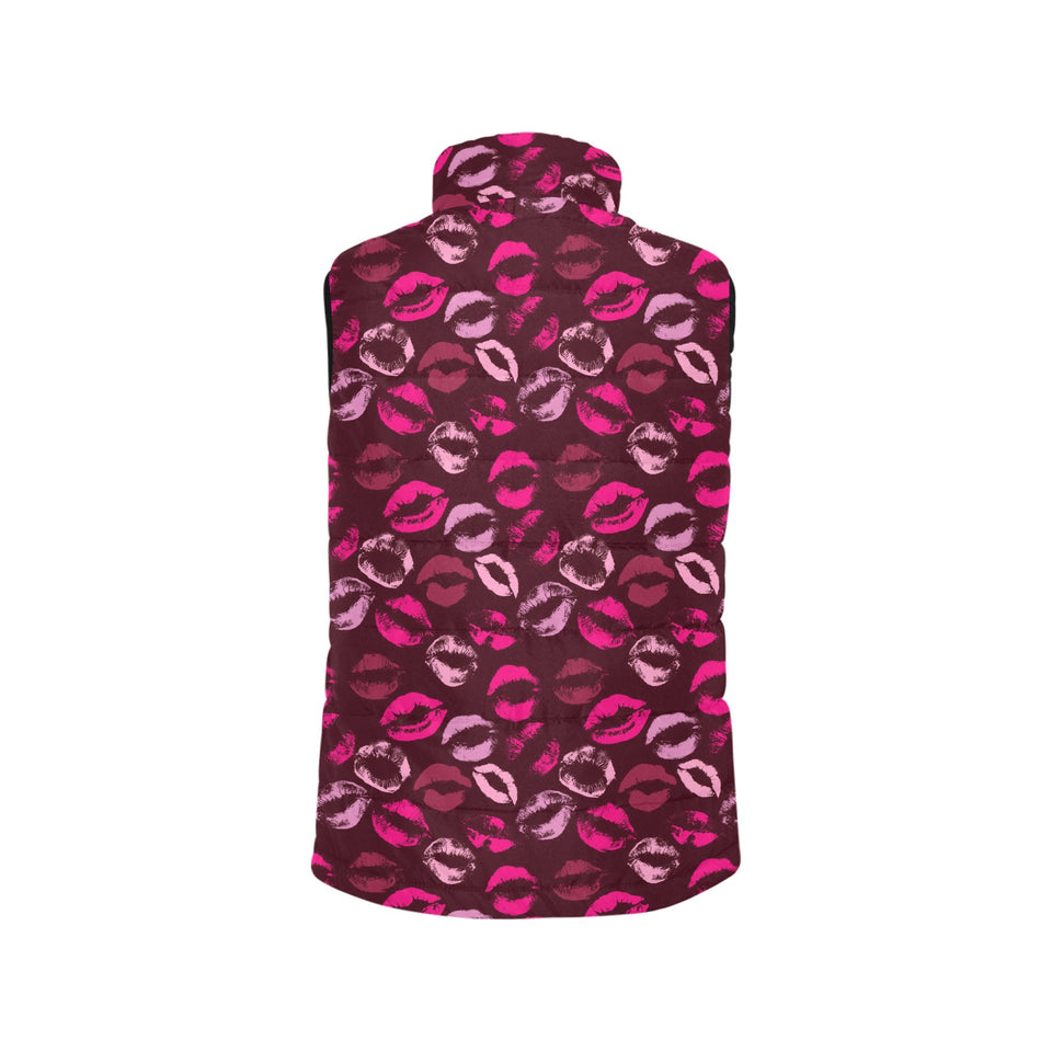 Lips Pattern Print Design 03 Women's Padded Vest