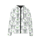 Hand drawn Koala leaves pattern Women's Padded Hooded Jacket