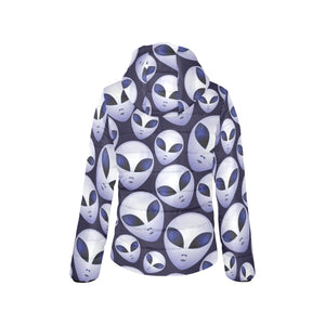 Alien Pattern Print Design 01 Women's Padded Hooded Jacket