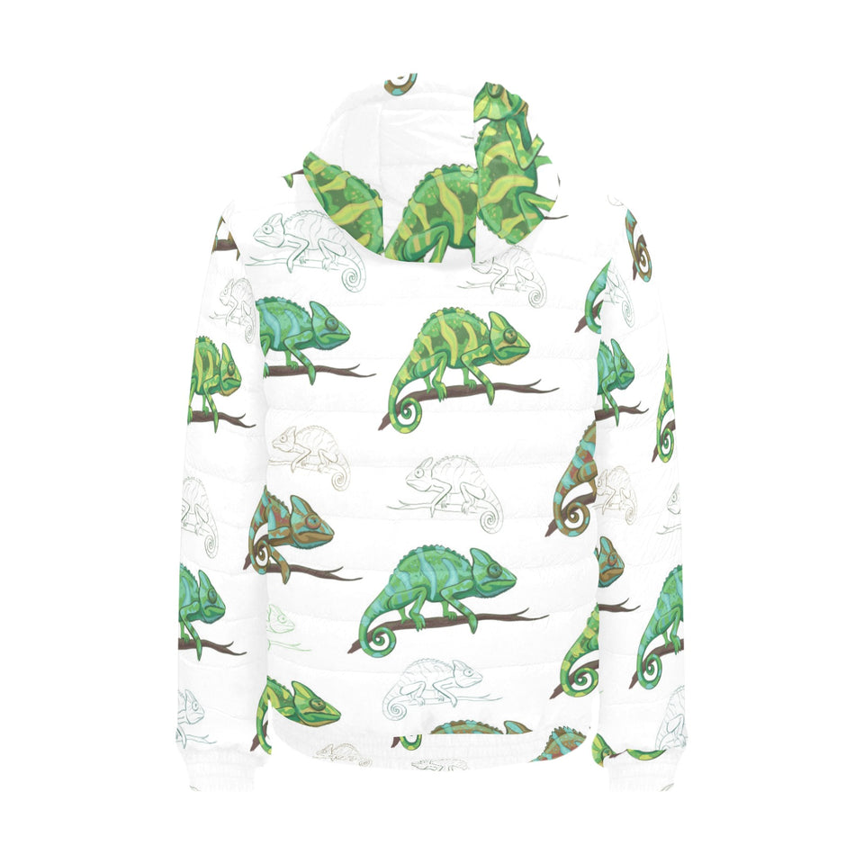 Chameleon lizard pattern Men's Padded Hooded Jacket