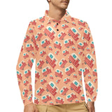 Camper Van Pattern Print Design 03 Men's Long Sleeve Polo Shirt
