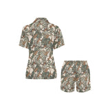 Monkey tropical leaves background Women's V-Neck Short Pajama Set